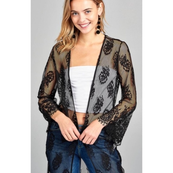 💥LAST ONE💥Black Lace Cardigan Kimono - Picture 4 of 5